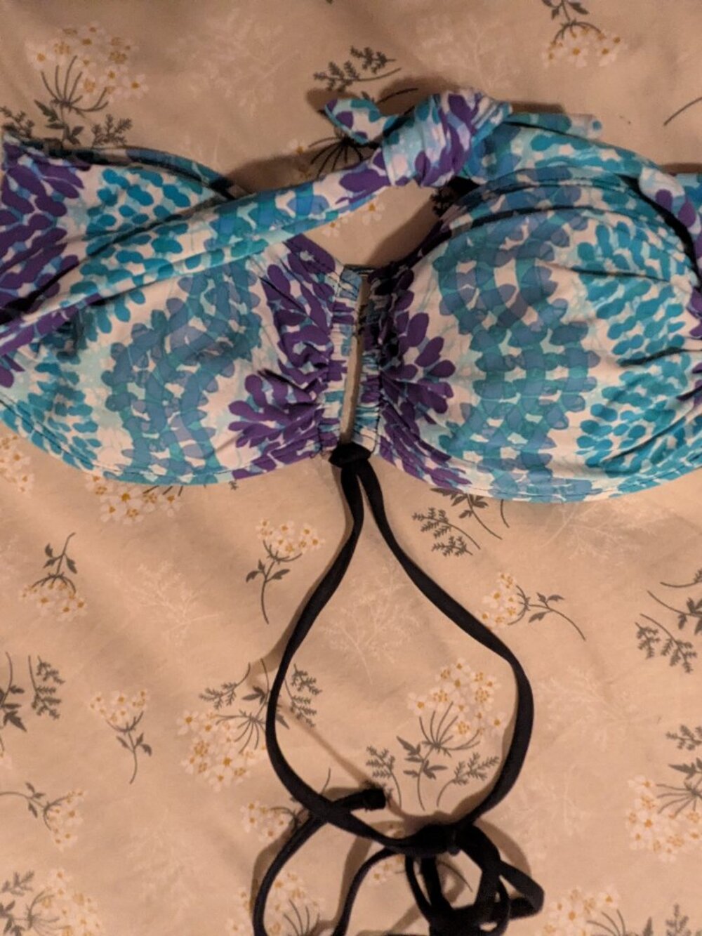 Blue and purple swim top women bathing suit top